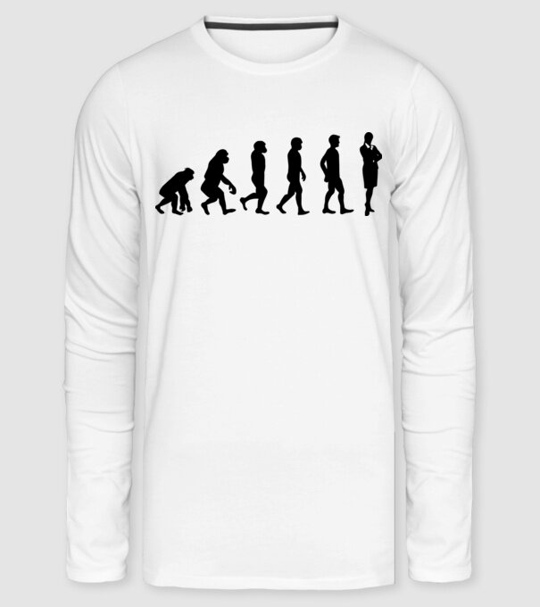 Üzletasszony evolúció minta fehér pólón