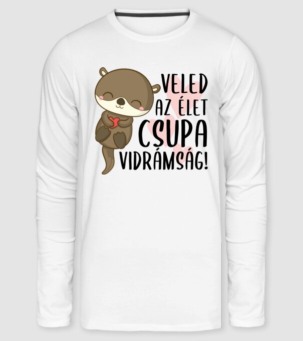 Vidrák lány vidra fekete szöveg minta fehér pólón