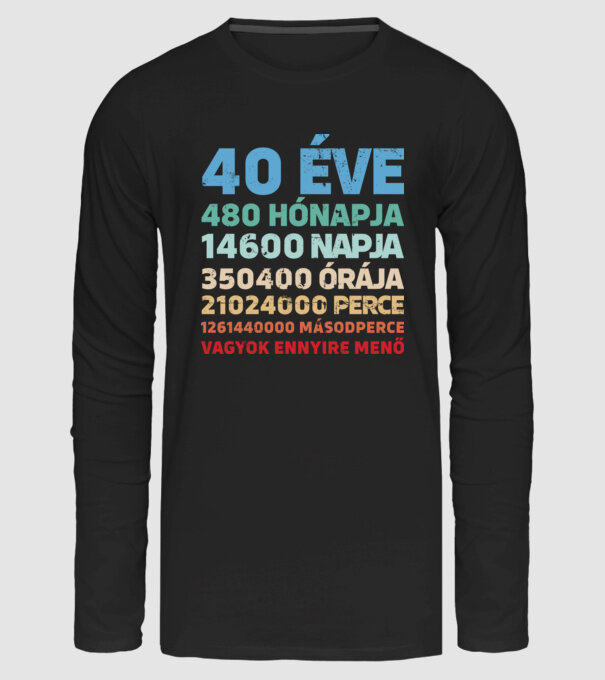 40 éve vagyok ennyire menő minta fekete pólón