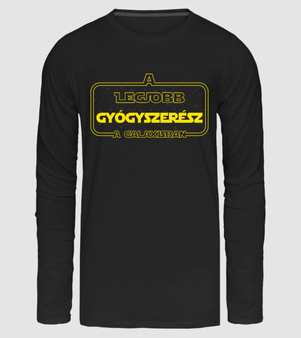 A legjobb gyógyszerész a galaxisban minta fekete pólón