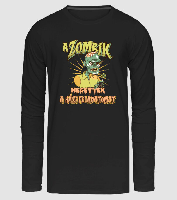 A zombik megették a HÁZIMAT minta fekete pólón