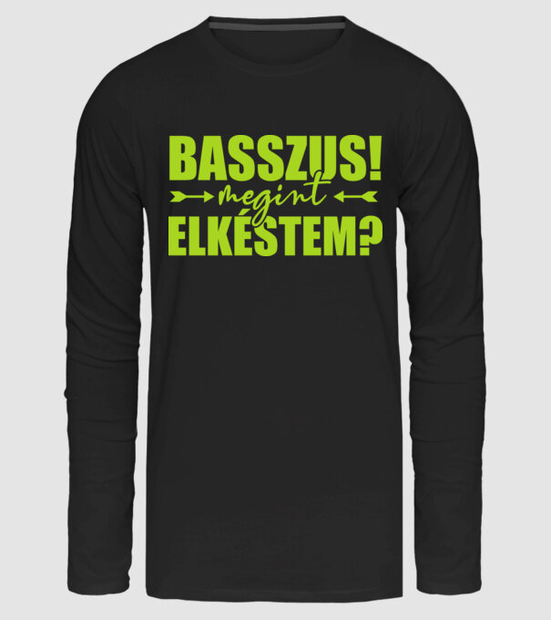Megint elkéstem - vászontáska minta fekete pólón
