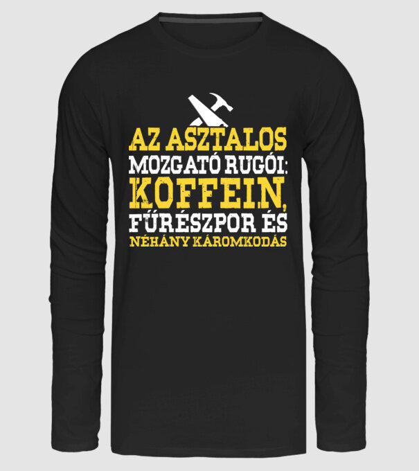 Az asztalos mozgató rugói minta fekete pólón
