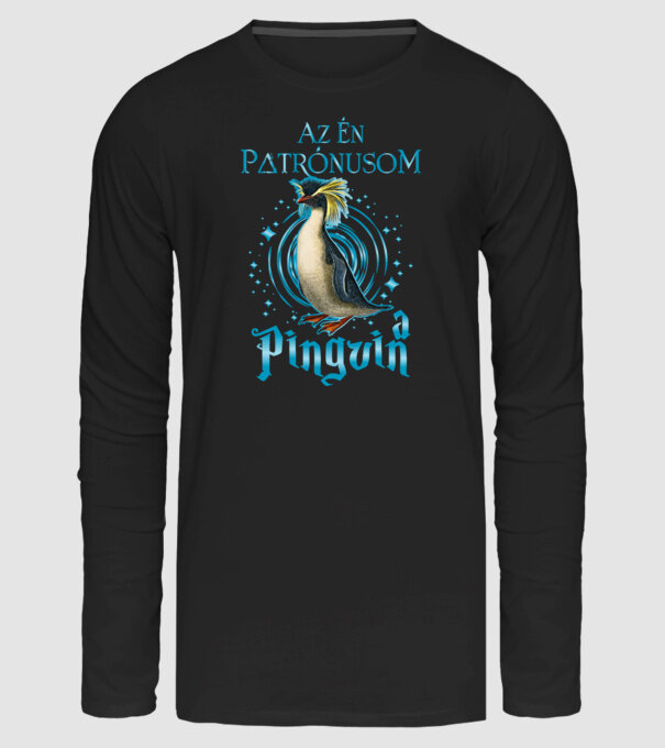 Az én patrónusom PINGVIN minta fekete pólón