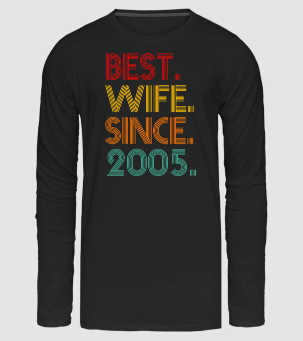 best wife since 2005 retro minta fekete pólón