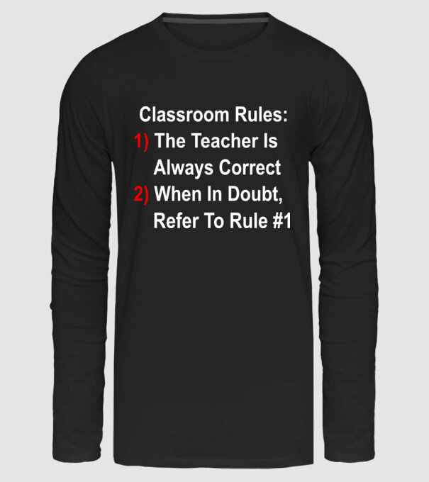 Classroom rules minta fekete pólón