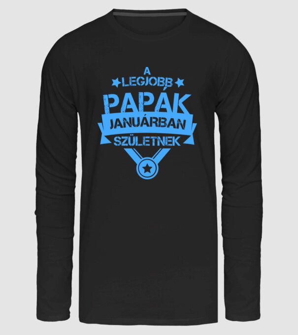 Csillagos legjobb papák január minta fekete pólón