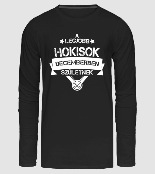 Csillagos legjobb szülinapos hokisok DECEMBER minta fekete pólón