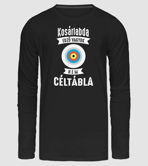 Edző vagyok nem céltábla KOSÁRLABDA minta fekete pólón