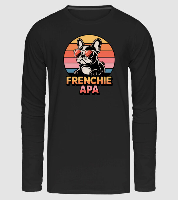 Frenchie Apa minta fekete pólón