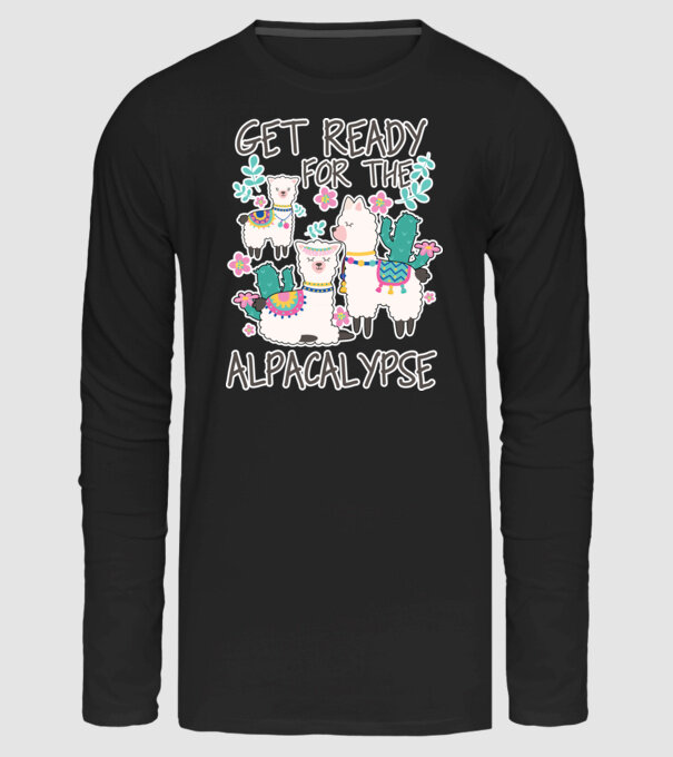 Get ready for the alpacalypse minta fekete pólón