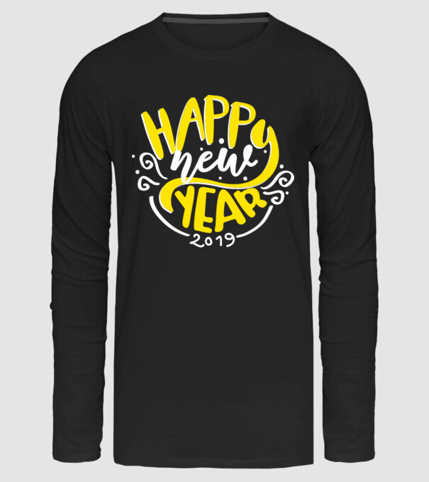 Happy new 2019 minta fekete pólón
