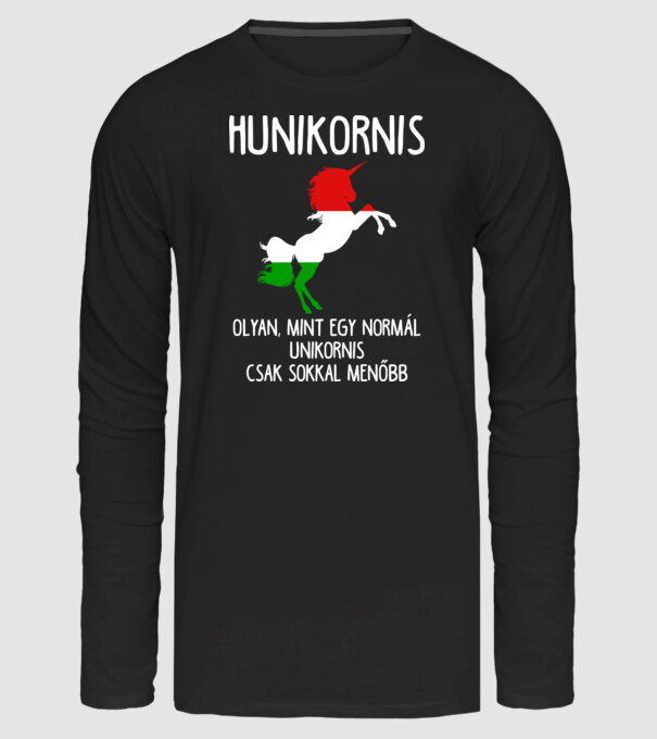 hunikornis menő unikornis minta fekete pólón