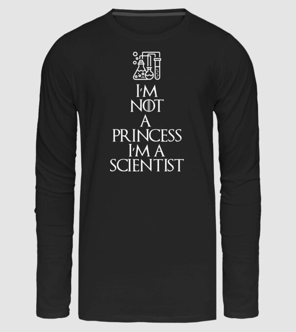 Im not a princess im a scientist minta fekete pólón
