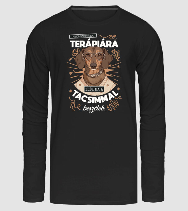 Nincs szükségem terápiára tacsi minta fekete pólón