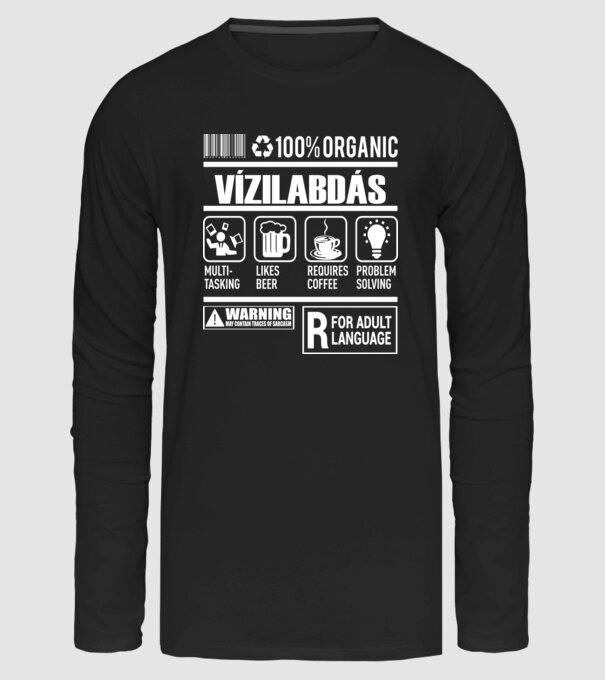 Organic VÍZILABDÁS minta fekete pólón