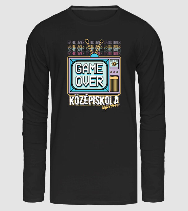 Retro ballagás középiskola teljesítve minta fekete pólón