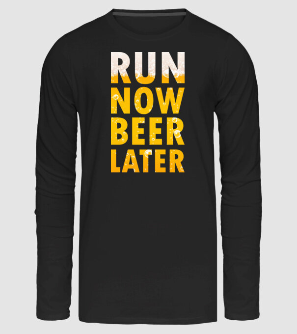 Run now beer later minta fekete pólón