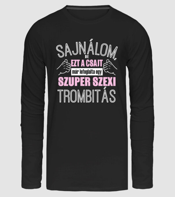 Szuperszexi trombitás minta fekete pólón