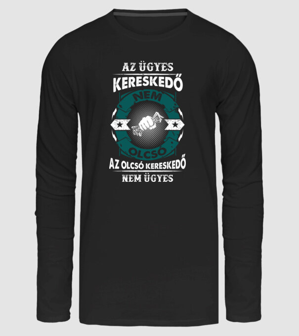 Ügyes kereskedő minta fekete pólón