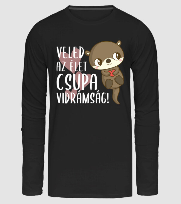 Vidrák_fiú vidra fehér szöveg minta fekete pólón