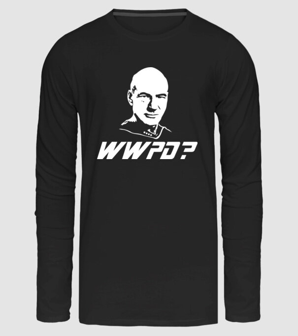 What Would Picard Do.eps minta fekete pólón