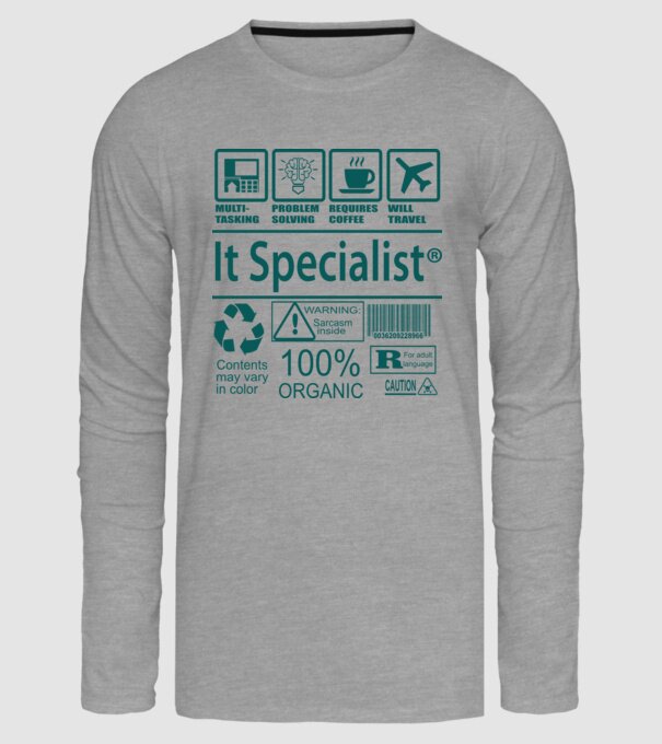IT specialist minta szürke pólón