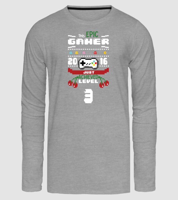 Szülinapos Gamer 2016 3 minta szürke pólón