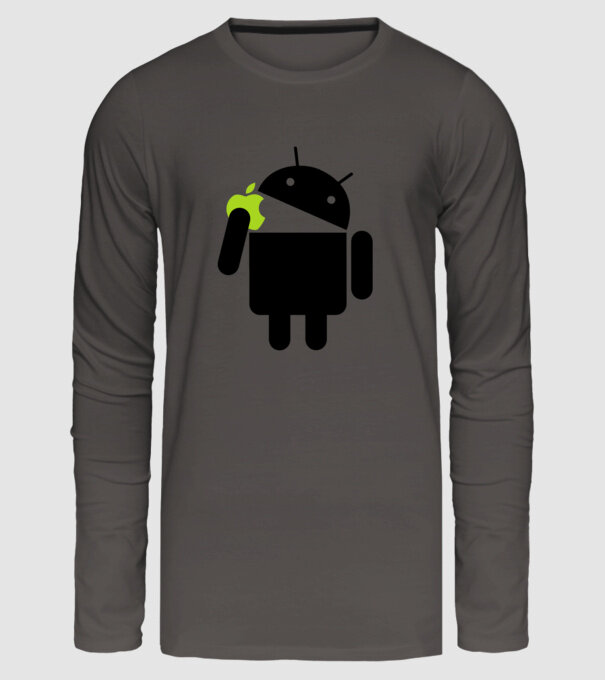 android vs apple2 minta sötétszürke pólón