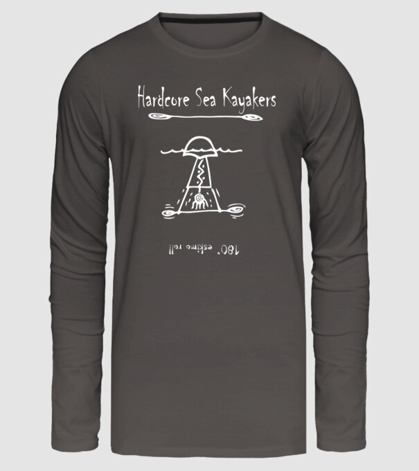 HardcoreSeaKayakers_with_paddle_with_180d_eskimo_roll minta sötétszürke pólón
