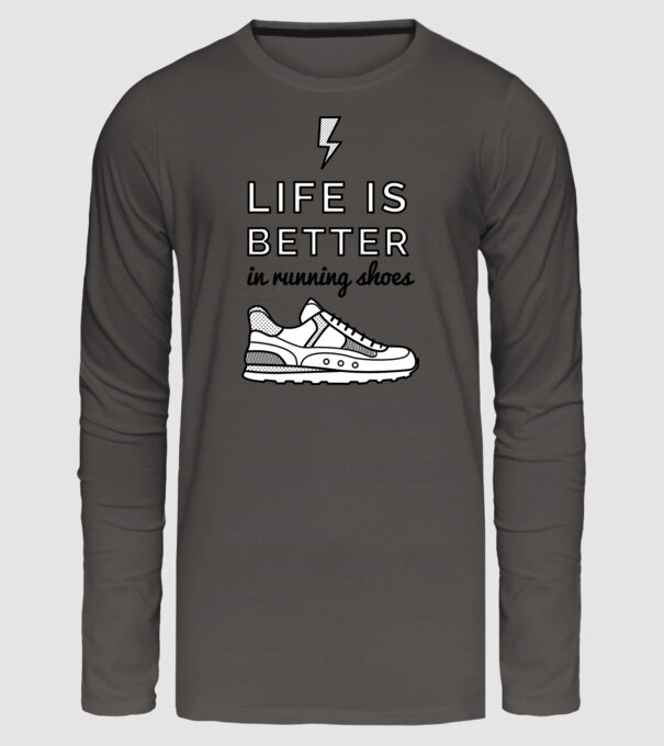 Life is better running shoes minta sötétszürke pólón