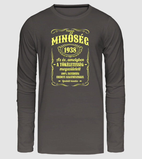 Prémium minőség 1938 minta sötétszürke pólón