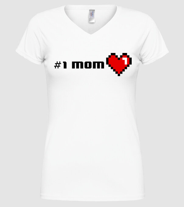8bit mom number one minta fehér pólón
