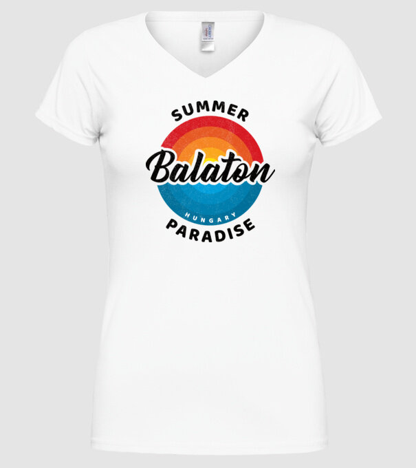 Balaton summer paradise retro minta fehér pólón