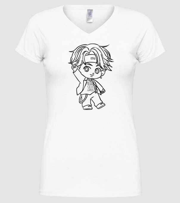 BTS CHIBI minta fehér pólón