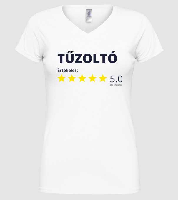 Értékelés 5 csillag - TŰZOLTÓ minta fehér pólón