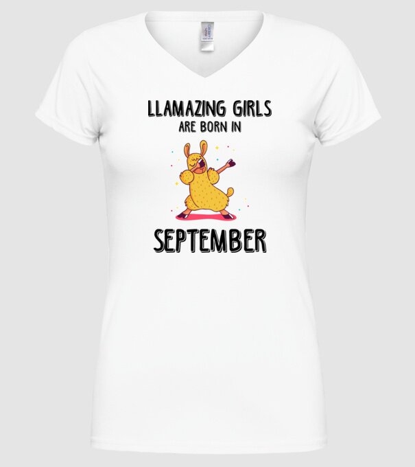 Llamazing girls are born in september black minta fehér pólón