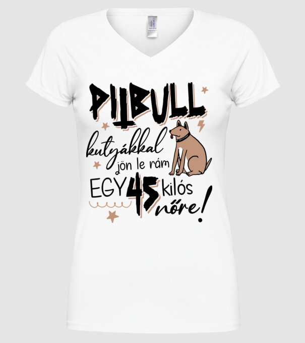 Pitbull kutyákkal jön le rám minta fehér pólón