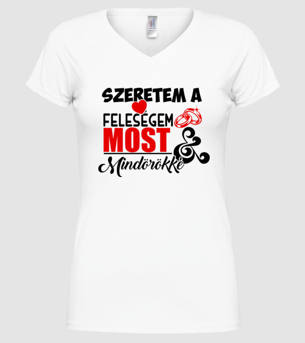 Szeretem a feleségem minta fehér pólón