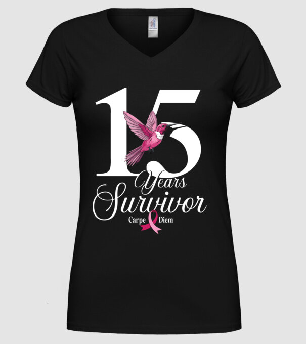 15 years survivor minta fekete pólón