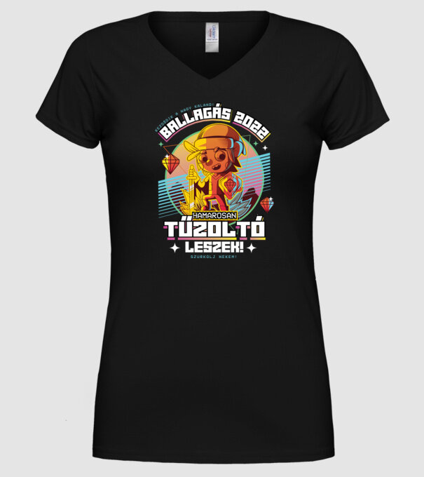 Arcade Jövőbeli szakmás tűzoltó minta fekete pólón