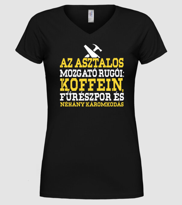 Az asztalos mozgató rugói minta fekete pólón