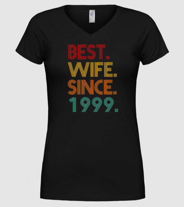 best wife since 1999 retro minta fekete pólón