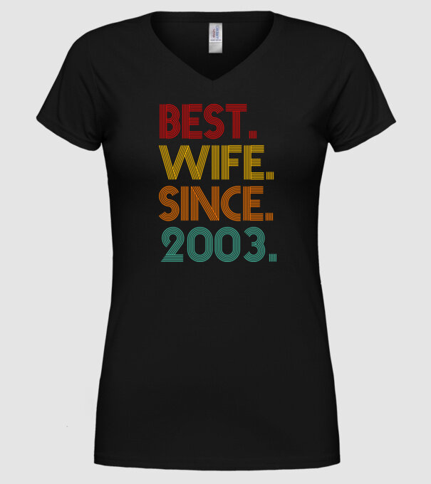 best wife since 2003 retro minta fekete pólón