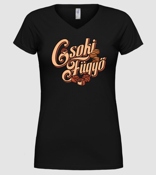 Csoki függő minta fekete pólón