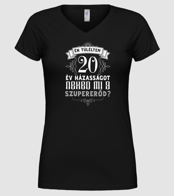 Évforduló túlélő 20 év minta fekete pólón
