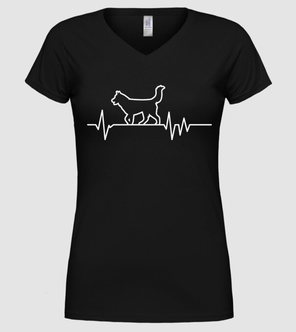 Heartbeat line Husky minta fekete pólón