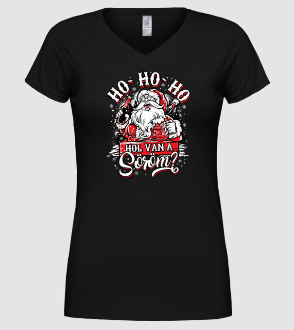 HoHoHo Hol van a söröm minta fekete pólón