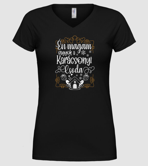 Karácsonyi csoda minta fekete pólón