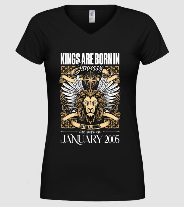 KINGS ARE BORN 2005 - JANUÁR minta fekete pólón
